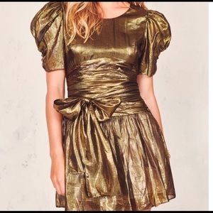 LoveShackFancy Mercy Dress gold size 4